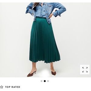 J.crew pleated midi skirt in academic green 2 NWOT
